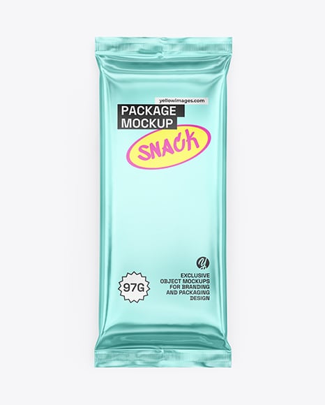 Glossy Metallic Snack Package Mockup - Packaging mockups