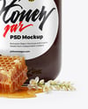 Clear Glass Jar with Buckwheat Honey Mockup