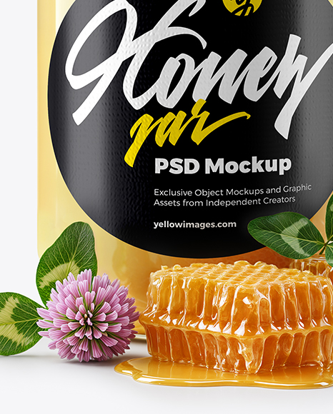 Clear Glass Jar with Raw Clover Honey Mockup