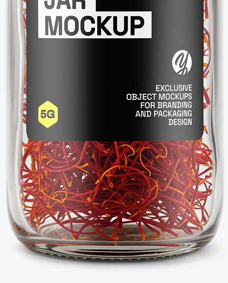 Small Glass Bottle with Saffron Threads Mockup