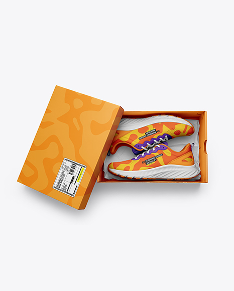Pair of Running Shoes in Shoe Box Mockup - 2+Free+Shoe+Box+Mockups+Psd