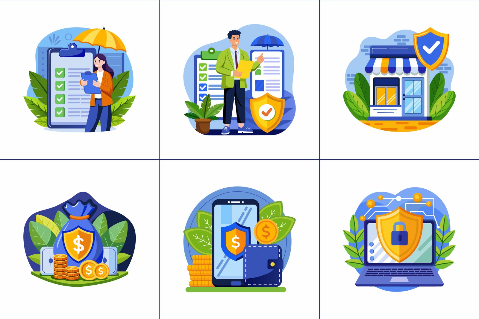 Insurance Illustration Art Set