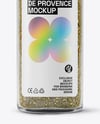 Square Glass Jar with Herbes de Provence Mockup