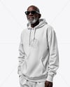 Elderly Black Man Wearing Hoodie and Sweatpants Mockup