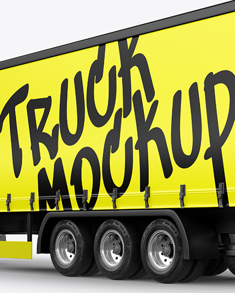 Semi Trailer Truck Mockup - Back Half Side View