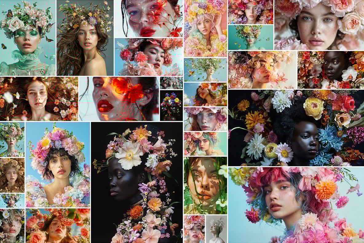 Fashion models in flowers