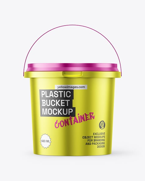 Matte Metallic Plastic Bucket Mockup - Bucket mockup
