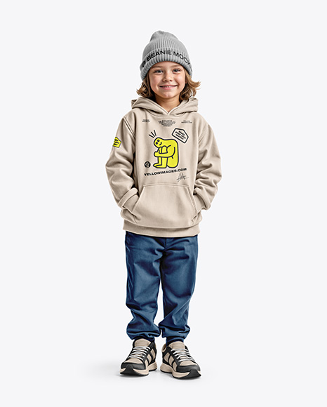 Boy Wearing a Hoodie and Beanie Hat Mockup - Realistic+Hoodie+Mockup.+Black+Sweatshirt,+White+Urban+...
