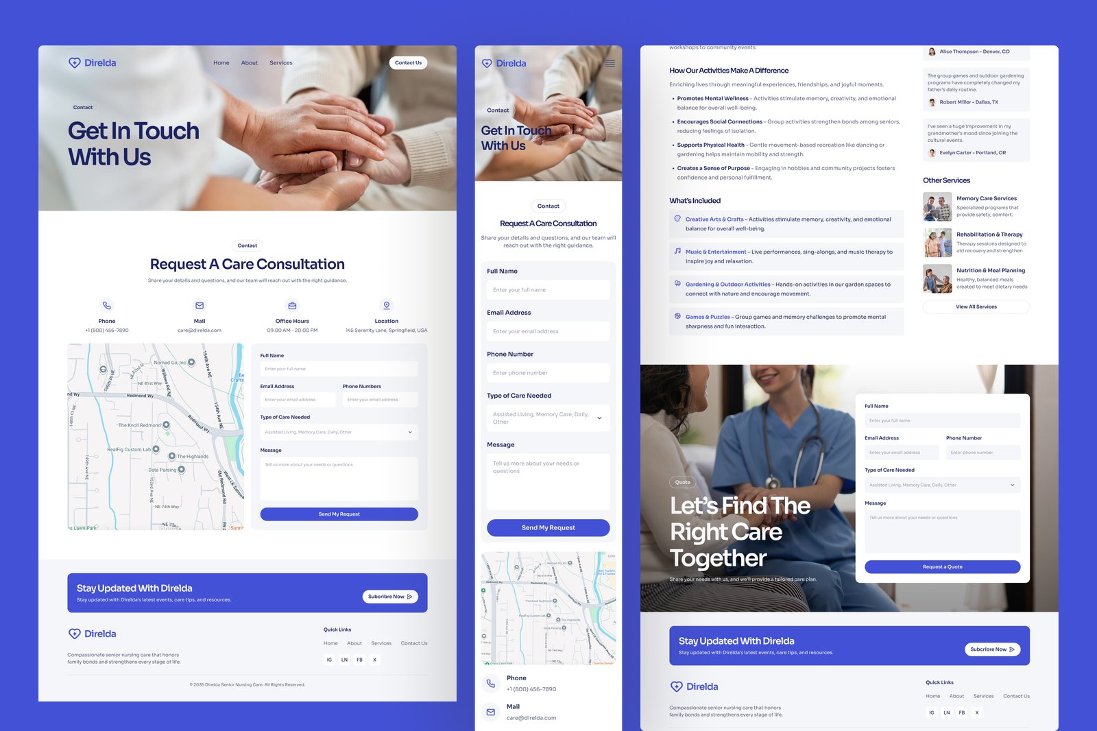 Direlda – Senior Nursing Care Website UI Figma Template