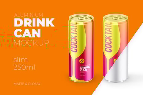 Slim 250ml Aluminium Can Mockup - Packaging Mockups