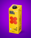 1L Carton Drink Box Mockup - Half Side view