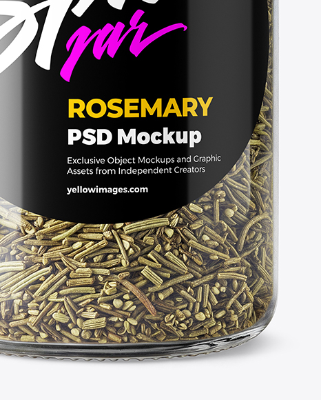 Glass Spice Jar with Rosemary Mockup