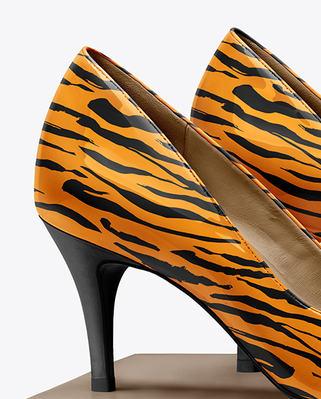 Pair of Pumps with Shoe Box Mockup