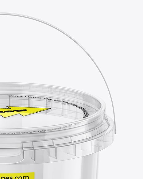 Clear Plastic Bucket with Handle Mockup