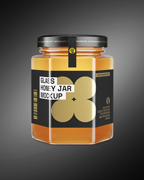 Hexagon Glass Honey Jar Mockup