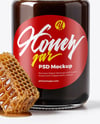 Glass Jar with Buckwheat Honey Mockup