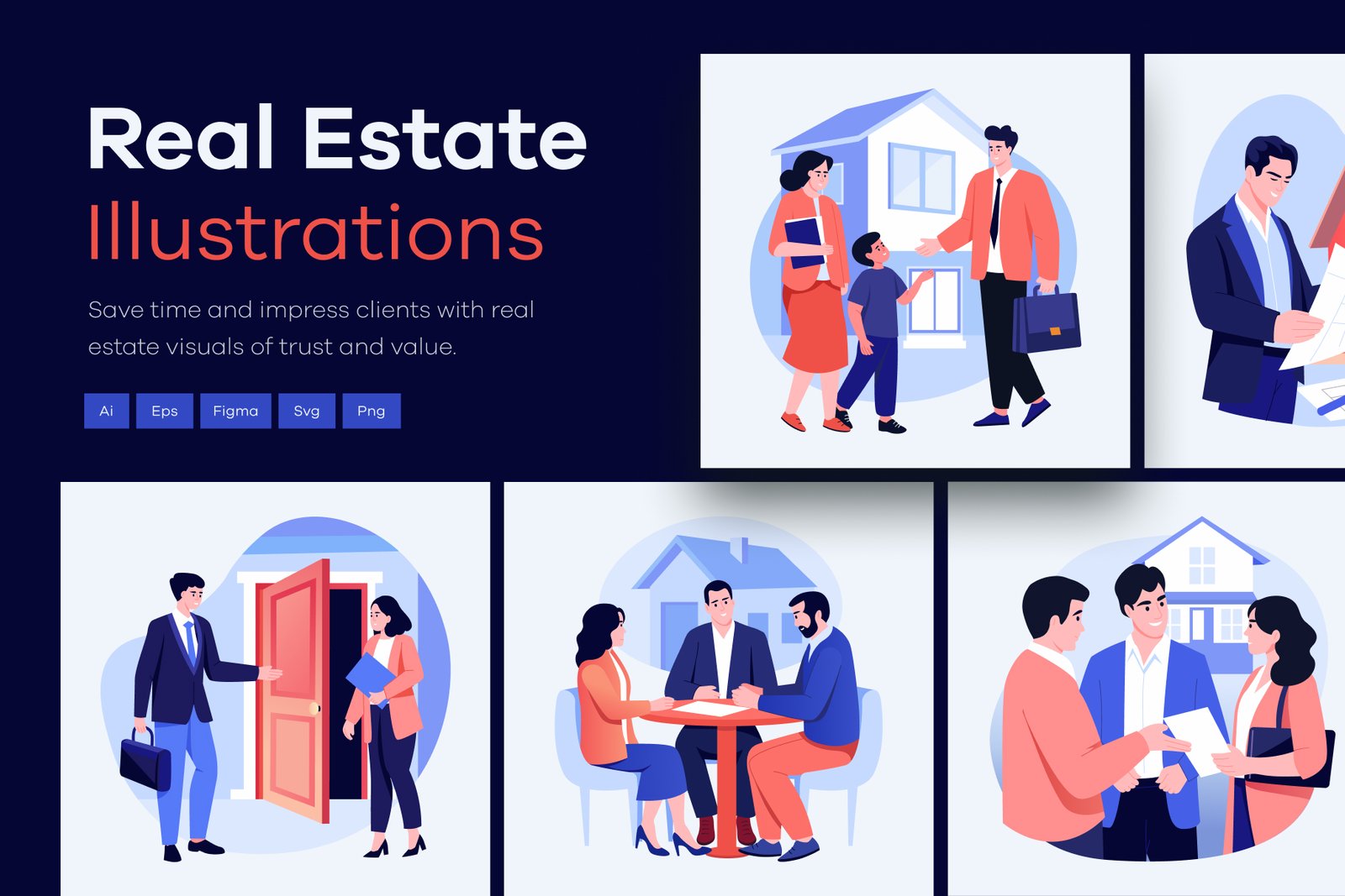 Real Estate Sale Illustration Art Set