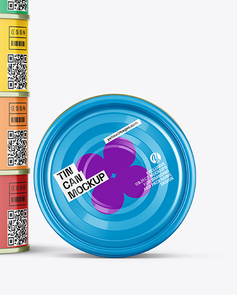 Five Glossy Tin Cans Mockup