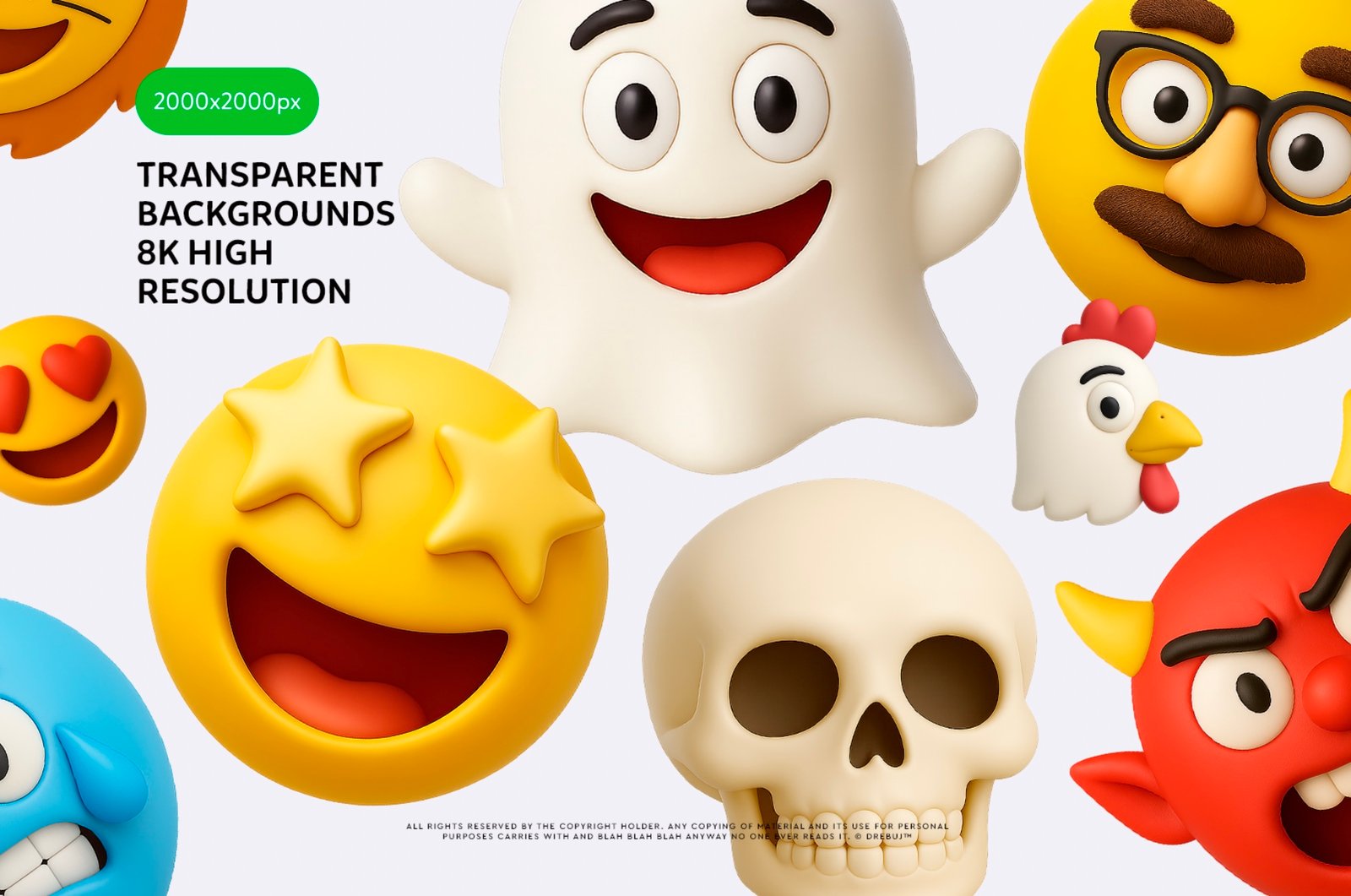 Emoji Funny Pack: Geometric 3D Icons PNG (vol.1)