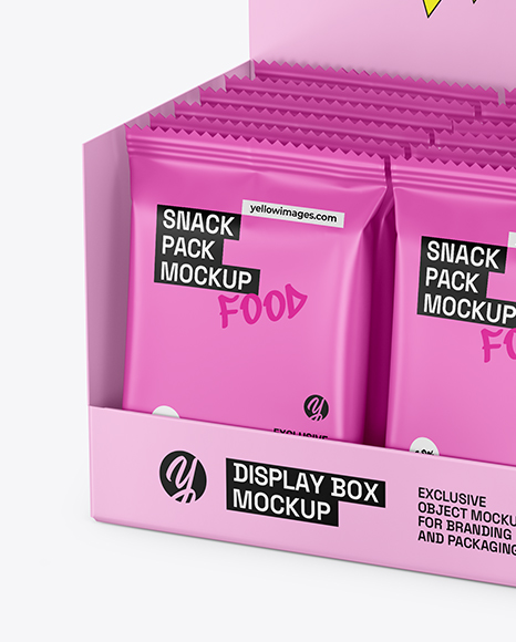 Display Box with Matte Snacks Mockup