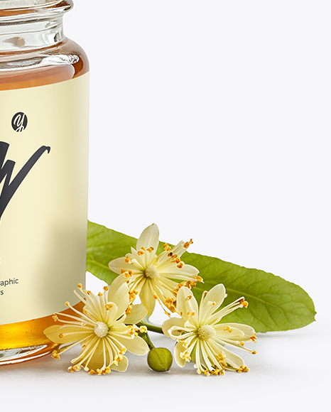Small Clear Glass Jar with Linden Honey Mockup