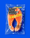 Clear Plastic Flow-Pack with Salmon Fish Steak Mockup