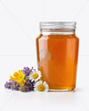 Glass Jar with Wildflower Honey Mockup