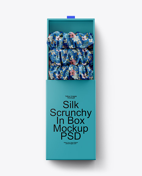 Silk Scrunchy in Box Mockup