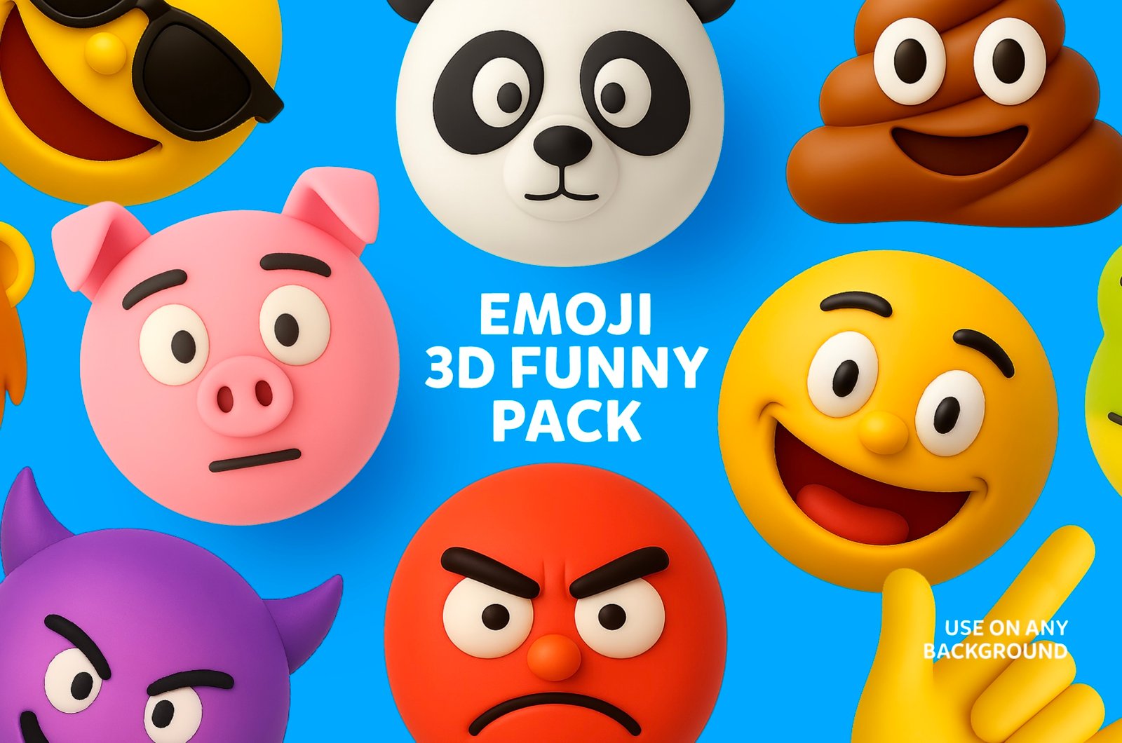 Emoji Funny Pack: Geometric 3D Icons PNG (vol.1)