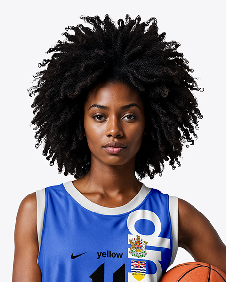 Female Basketball Player Wearing Jersey and Shorts Mockup