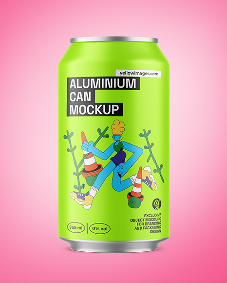 355ml Matte Aluminium Drink Can Mockup