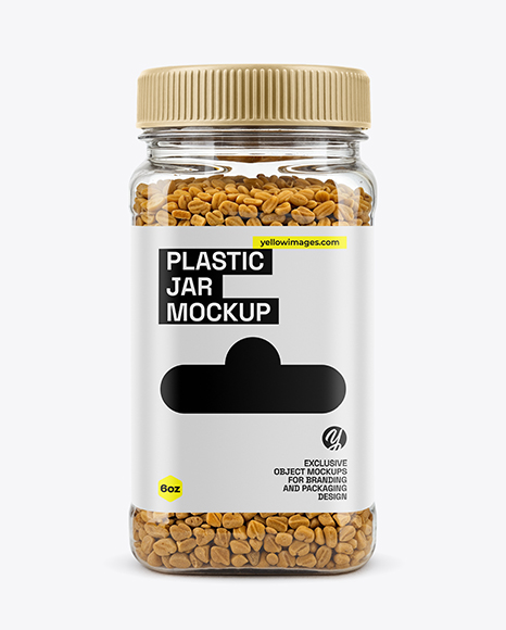Clear Plastic Jar with Fenugreek Seeds Mockup - Plastic jar mockup