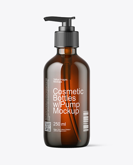 8oz Amber Bottle with Pump Mockup - Download+Psd+Mockup+Beauty+Cosmetic+Cream+Eye-+Face+Gel+...