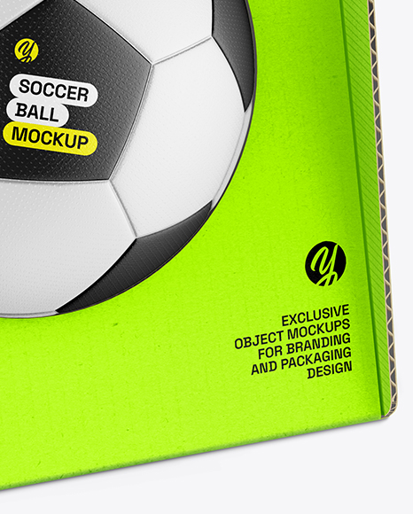 Corrugated Box With Soccer Ball Mockup