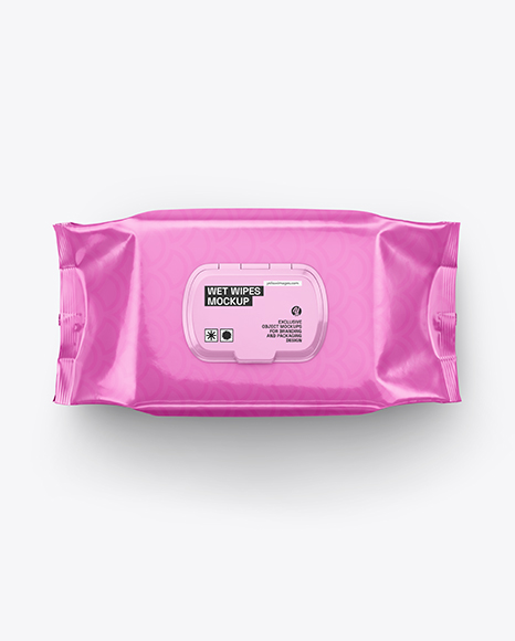 Glossy Wet Wipes Pack Mockup