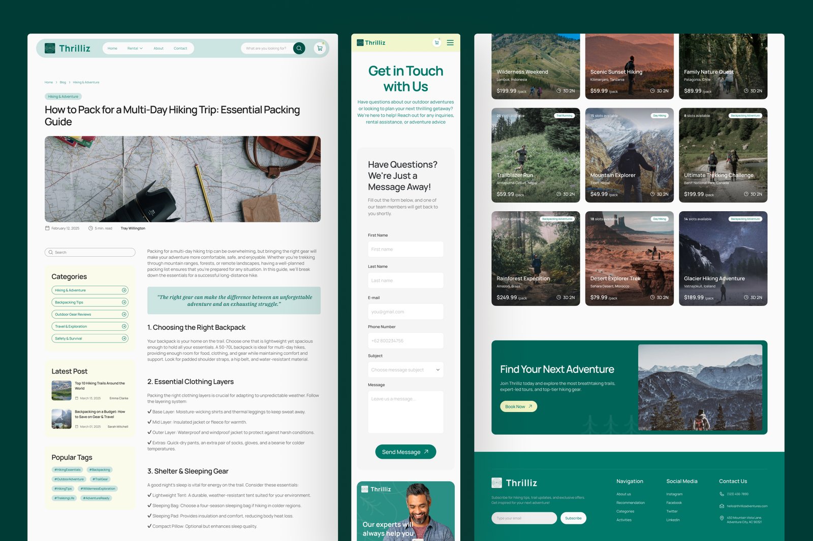 Thrilliz - Hiking &amp; Outdoor Activities Website UI Figma Template