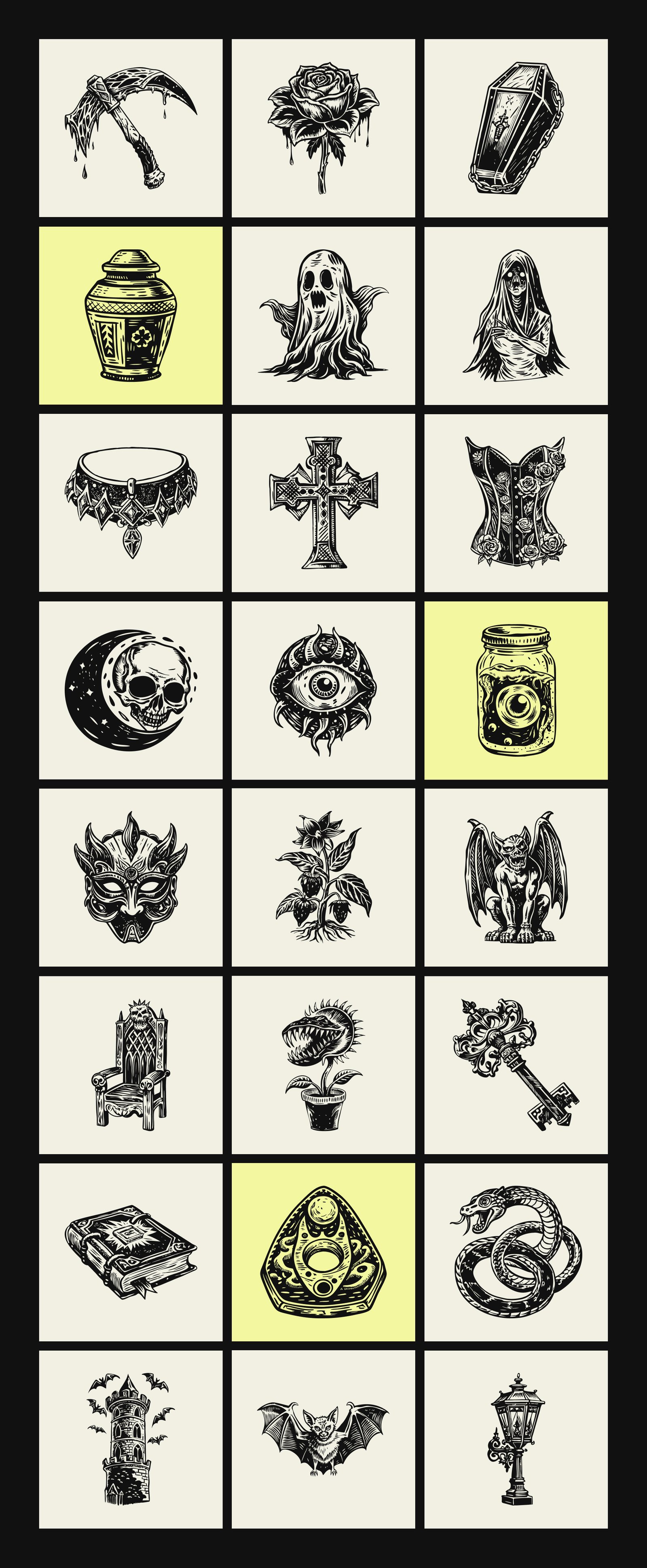 Vintage Gothic Illustration Art Set