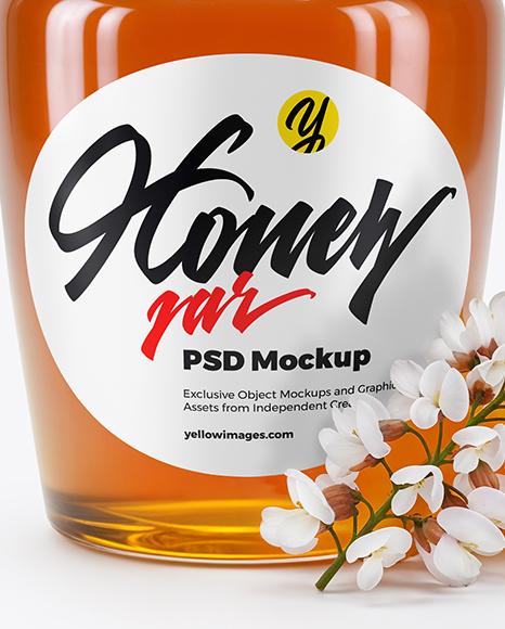 Glass Jar with Acacia Honey Mockup