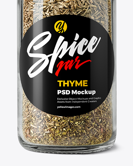 Glass Spice Jar with Thyme Mockup