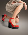 Woman Wearing Dress and Wedge Heels Mockup