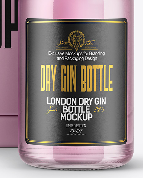Gin Bottle with Box Mockup