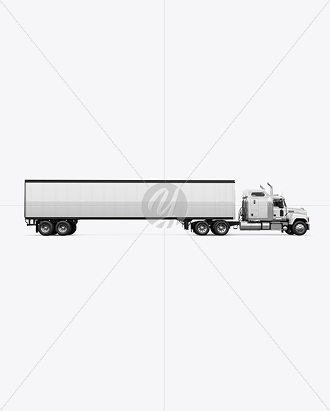 Truck Semi Trailer Mockup - Side View