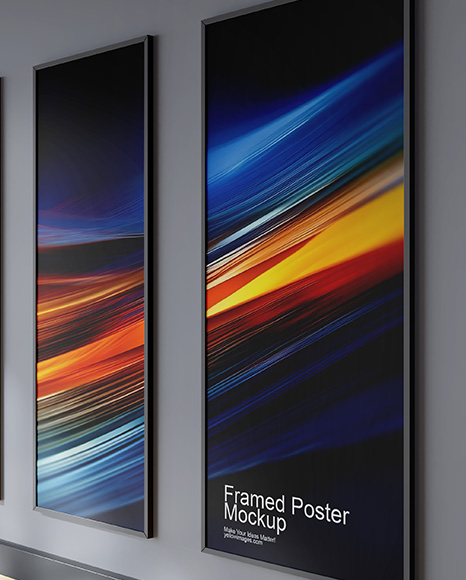 Three Framed Posters on a Wall Mockup