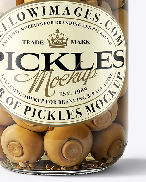 Glass Jar with Champignons Mockup