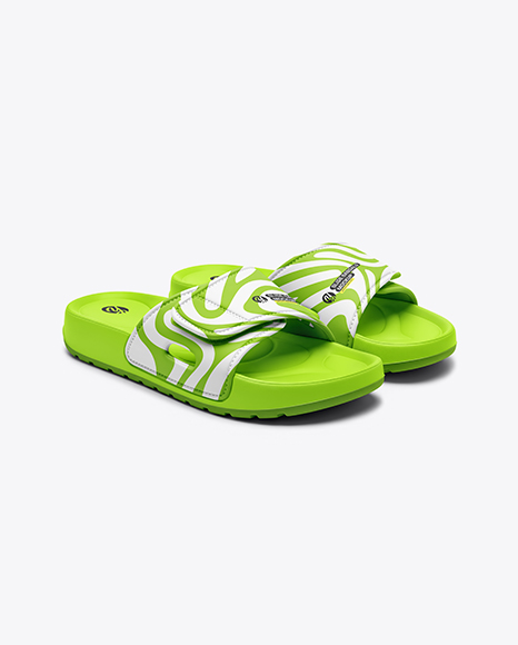 Pair of Velcro Slide Sandals Mockup - View