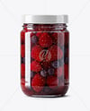Clear Glass Jar with Mixed Berries Preserves Mockup