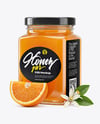 Square Glass Jar with Orange Blossom Honey Mockup