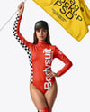 Woman Wearing Bodysuit with Flag Mockup