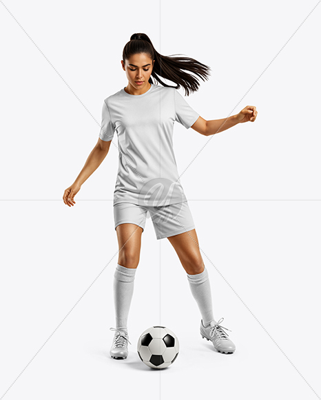 Woman Wearing Soccer Jersey and Shorts Mockup