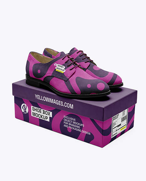 Pair of Suede Derby With Shoe Box Mockup - Shoe mockups
